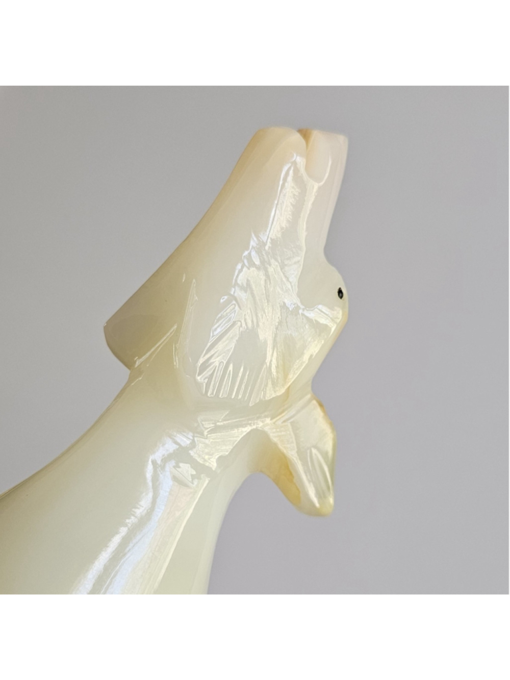 Polished Onyx Howling Dog Figurine - Mid-Century Modern Stone Sculpture - 8" - Picture 10 of 13